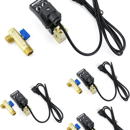 QWORK Automatic Timed Condensate Drain Valve, 4 Pack 1/2" Ac110v 2-Way Direct-Ac