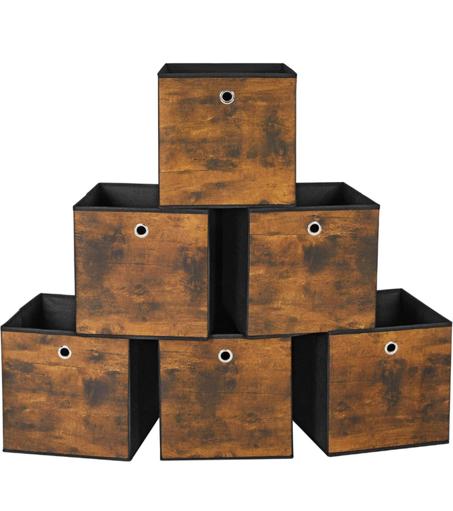SONGMICS Storage Cubes, Set of 12 Storage Bins with Handles, Foldable Oxford Fab