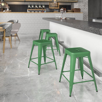 Flash Furniture 24" Green No Back Metal Stool