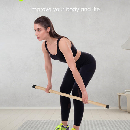 Yoga Stick, 5ft Exercise Stick for Mobility, Stretching Stick with Non-Slip Ends