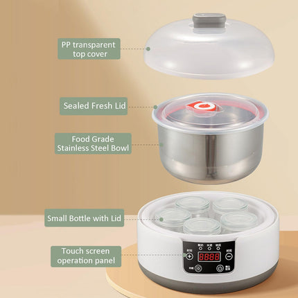 Probiotic Yogurt Machine Fully Automatic Yogurt Machine 1.2L, Timer and Constant