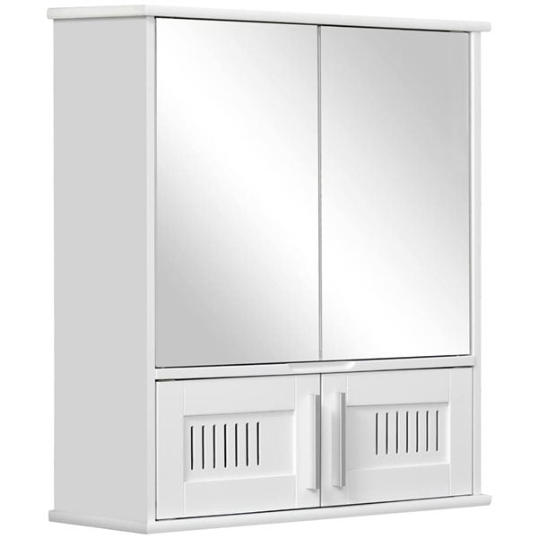 kleankin Medicine Cabinet with 2 Mirror Doors and 2 Bottom Doors 23.6 x 21.7-in