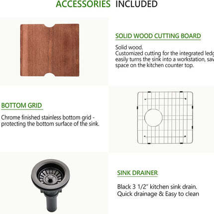 15 Inch Black Undermount Bar Sink, Swift Horse 15x17 Inch 16Gauge Black Stainles