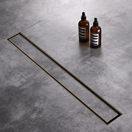 AVSIILE Linear Shower Floor Drain, Brushed Gold 24 Inch 304 Stainless Steel Bath