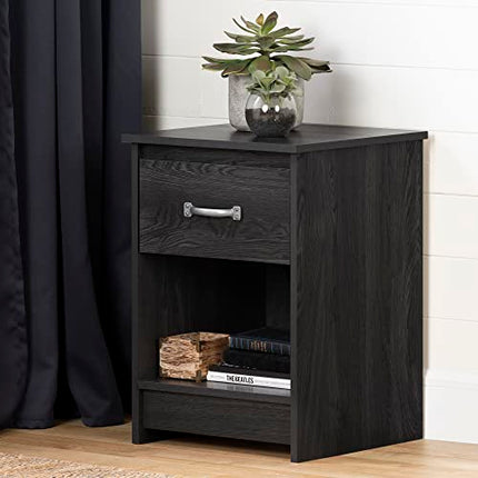 South Shore Furniture Tassio 1-Drawer Nightstand Gray Oak, Farmhouse