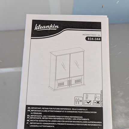 kleankin Medicine Cabinet with 2 Mirror Doors and 2 Bottom Doors 23.6 x 21.7-in