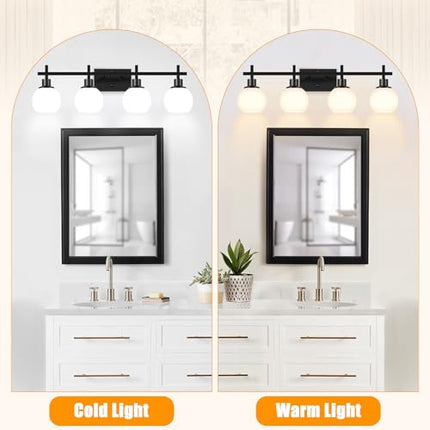 4-Light Modern Vanity Lighting Fixtures, Bathroom Wall Mounted Vanity Light,Blac
