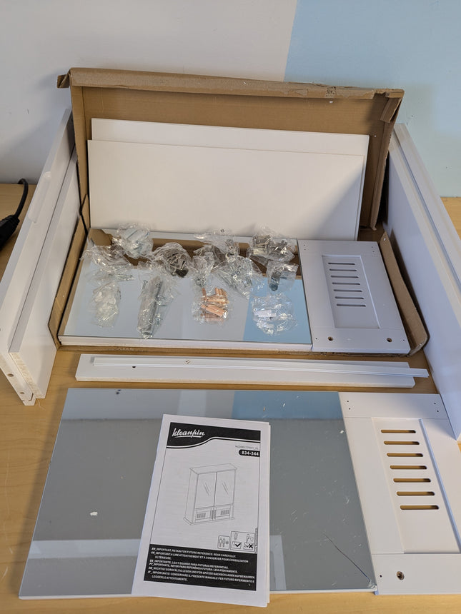 kleankin Medicine Cabinet with 2 Mirror Doors and 2 Bottom Doors 23.6 x 21.7-in