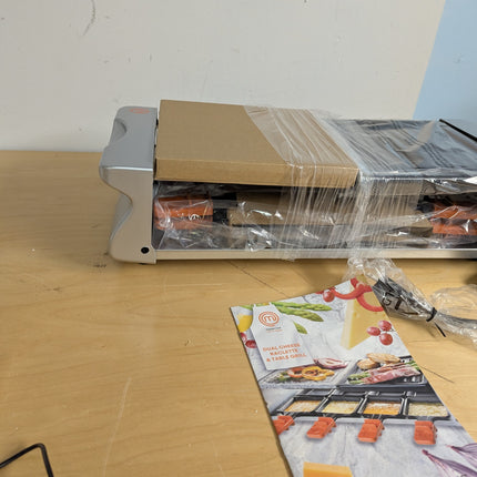 MasterChef Dual Cheese Raclette Table Grill w Non-stick Grilling Plate and Cooki