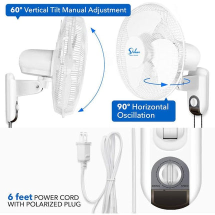 Amucolo 2 Pack 16 in. Indoor White Wall Mount Fan with Adjustable Tilt and Quiet