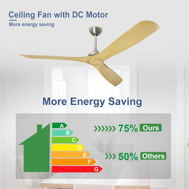 BvenuBigLite Ceiling Fan Without Light: 52 Inch 3 Blade Indoor Outdoor Fan for P