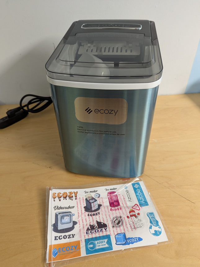 ecozy Portable Ice Maker Countertop, 9 Cubes Ready in 6 Mins, 26.5 lbs in 24 Hou