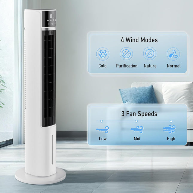 3-in-1 Evaporative Air Cooler, 40" Cooling Fan, 75° Oscillation, 3 Speeds 4 Mode