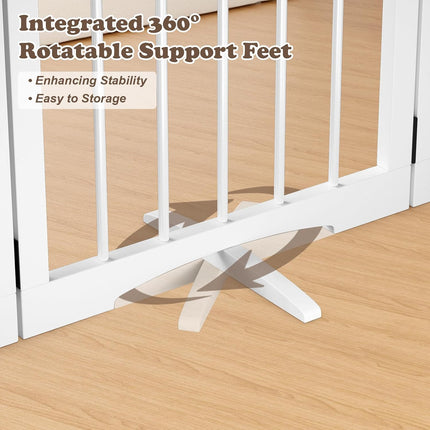 keny Freestanding Dog Gate for Stairs or Doorways, 3 Panel Folding Pet Fence, Wh