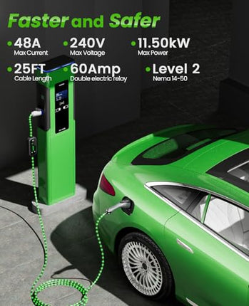 VERY VAN Portable Level 2 EV Charger - Electric Vehicle Charger for J1772, 60Amp