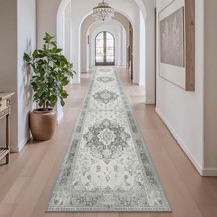 OTAHGK 2x10 Machine Washable Non-Slip Runner Rug - Soft Faux Wool & Polyester, B