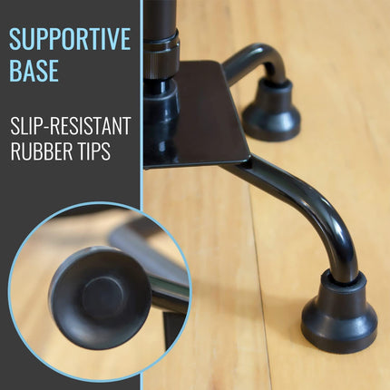 HealthSmart Quad Cane, Sit To Stand Walker, Adjustable Quad Cane, Black