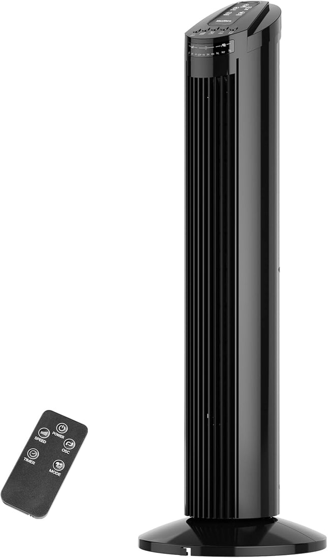 30'' Tower Fan, Portable Oscillating Quiet Cooling Fan with Remote, 3 Speeds, Bu