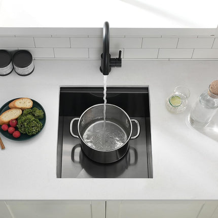 15 Inch Black Undermount Bar Sink, Swift Horse 15x17 Inch 16Gauge Black Stainles