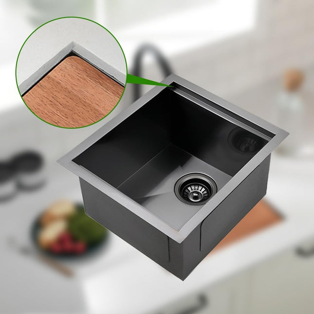 15 Inch Black Undermount Bar Sink, Swift Horse 15x17 Inch 16Gauge Black Stainles