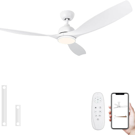 SODSEA 52 Inch Ceiling Fan with Lights, White Modern Ceiling Fan with Remote/APP