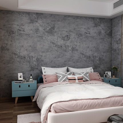 3yecao 48"×79" Extra Wide Thick Dark Blue Grey Cracked Concrete Wallpaper Peel a