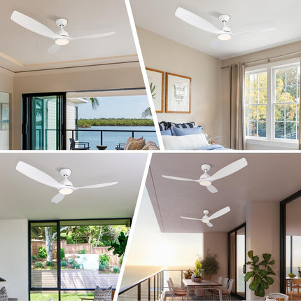 SODSEA 52 Inch Ceiling Fan with Lights, White Modern Ceiling Fan with Remote/APP