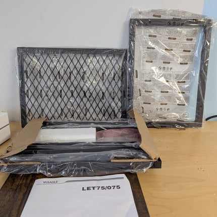 VASAGLE Tall Side Table, Telephone Table, End Table with 2 Mesh Shelves,Rustic B