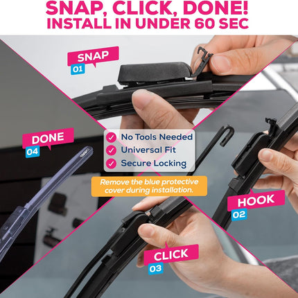 26 Inch Silicone Windshield Wiper - All-Season Wiper Blades with Hydrophobic Coa