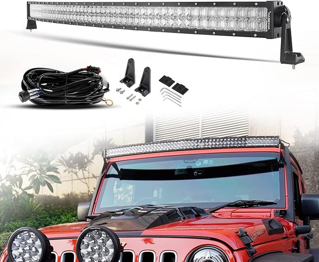 AUXBEAM 50inch LED Light Bar Curved, 50 inch Off Road LED Work Lights for Jeep T