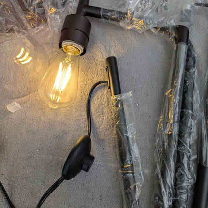 DLLT Floor Lamp Tall for Room: Black Standing Lamp with Clear Glass Lampshade fo