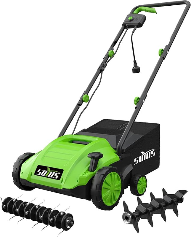 SOYUS Electric Dethatcher and Scarifier with 30L Collection Bag, 13-Inch 12 Amp