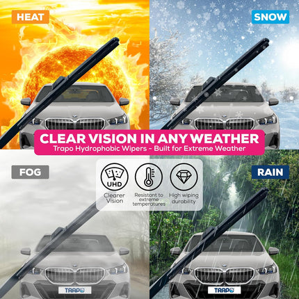 26 Inch Silicone Windshield Wiper - All-Season Wiper Blades with Hydrophobic Coa