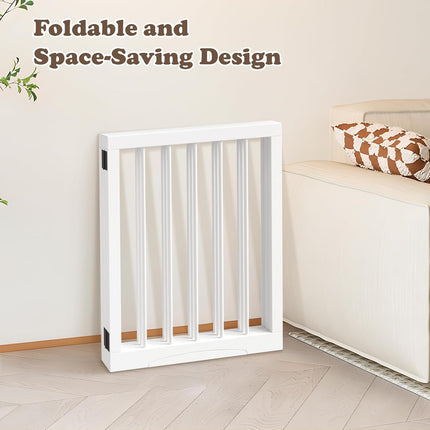 keny Freestanding Dog Gate for Stairs or Doorways, 3 Panel Folding Pet Fence, Wh
