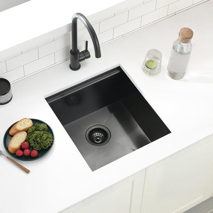 15 Inch Black Undermount Bar Sink, Swift Horse 15x17 Inch 16Gauge Black Stainles