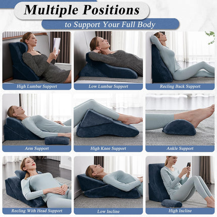 Axelrod Bed Wedge Pillow Set Foam | Adjustable Pillows for Back, Leg and Knee Pa