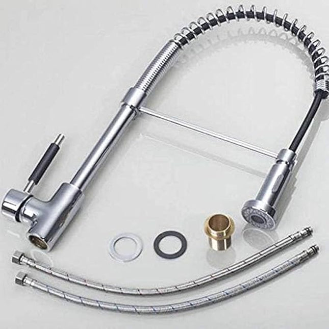 CRJUS Faucet Led Chrome Brass Orb Pull Out Down Rotated Spring Kitchen Basin Swi