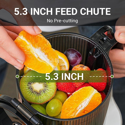 AMZCHEF 5.3 Inch Automatic Juicer Machine, Cold Press Juicer for Whole Fruits an