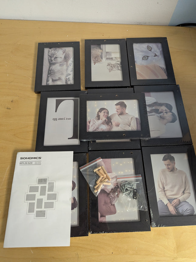 SONGMICS Collage Picture Frames, 10 Frames for 4x6 Photos, Collage Photo Frames