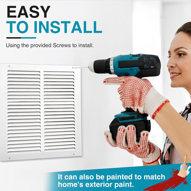 VOISEN Return Air Grille,Fits 12x12 Duct Opening,Steel Return Vent Cover, White