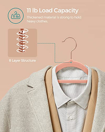 SONGMICS Velvet Hangers, Set of 50 Clothes Hanger with Rose Gold Swivel Hook, No