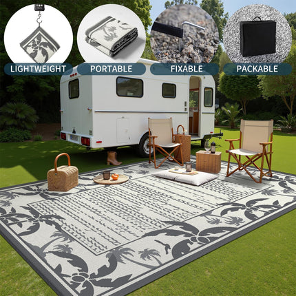 COCOER Outdoor-Rug 6x9 ft Waterproof Reversible Outdoor Plastic Straw Rug RV Ind
