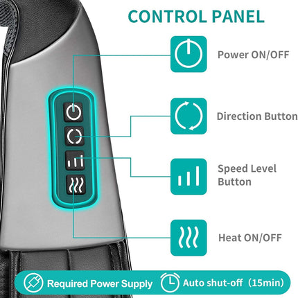 Nekteck Shiatsu Back Neck Massager, Deep Kneading Shoulder Massager with Heat, W