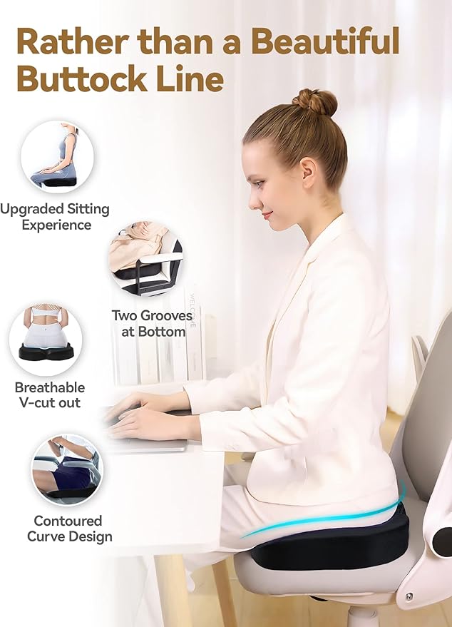 Travel Ease Memory Foam Seat Cushion, Butterfly-Shape Seat Cushion for Long Hour