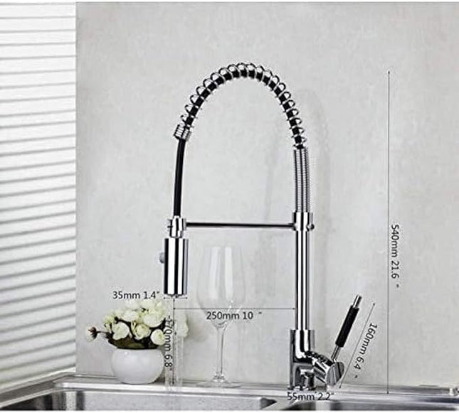 CRJUS Faucet Led Chrome Brass Orb Pull Out Down Rotated Spring Kitchen Basin Swi