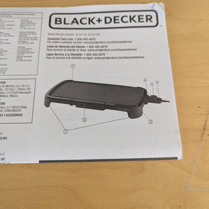 BLACK+DECKER GD2011B Family Sized Electric Griddle, 20 x 11-Inch, Black