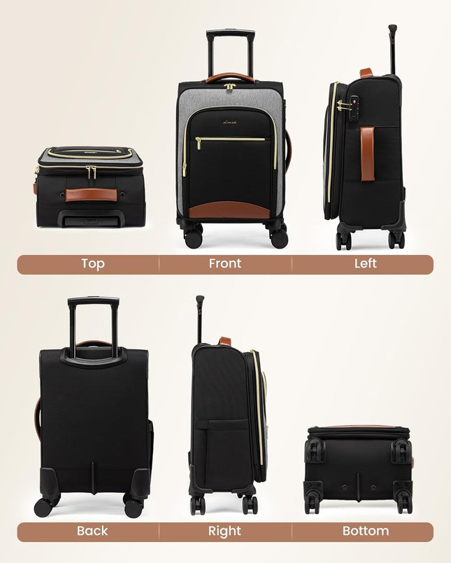 LOVEVOOK Carry On Luggage 22x14x9 Airline Approved with Spinner Wheels, 20 Inch