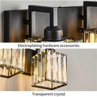 Black Bathroom Light Fixture, 4-Light Crystal Vanity Lighting, Bathroom Lighting