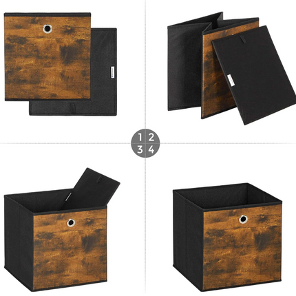 SONGMICS Storage Cubes, Set of 12 Storage Bins with Handles, Foldable Oxford Fab