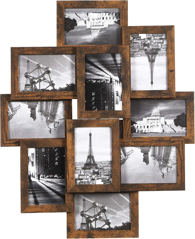 SONGMICS Collage Picture Frames, 10 Frames for 4x6 Photos, Collage Photo Frames